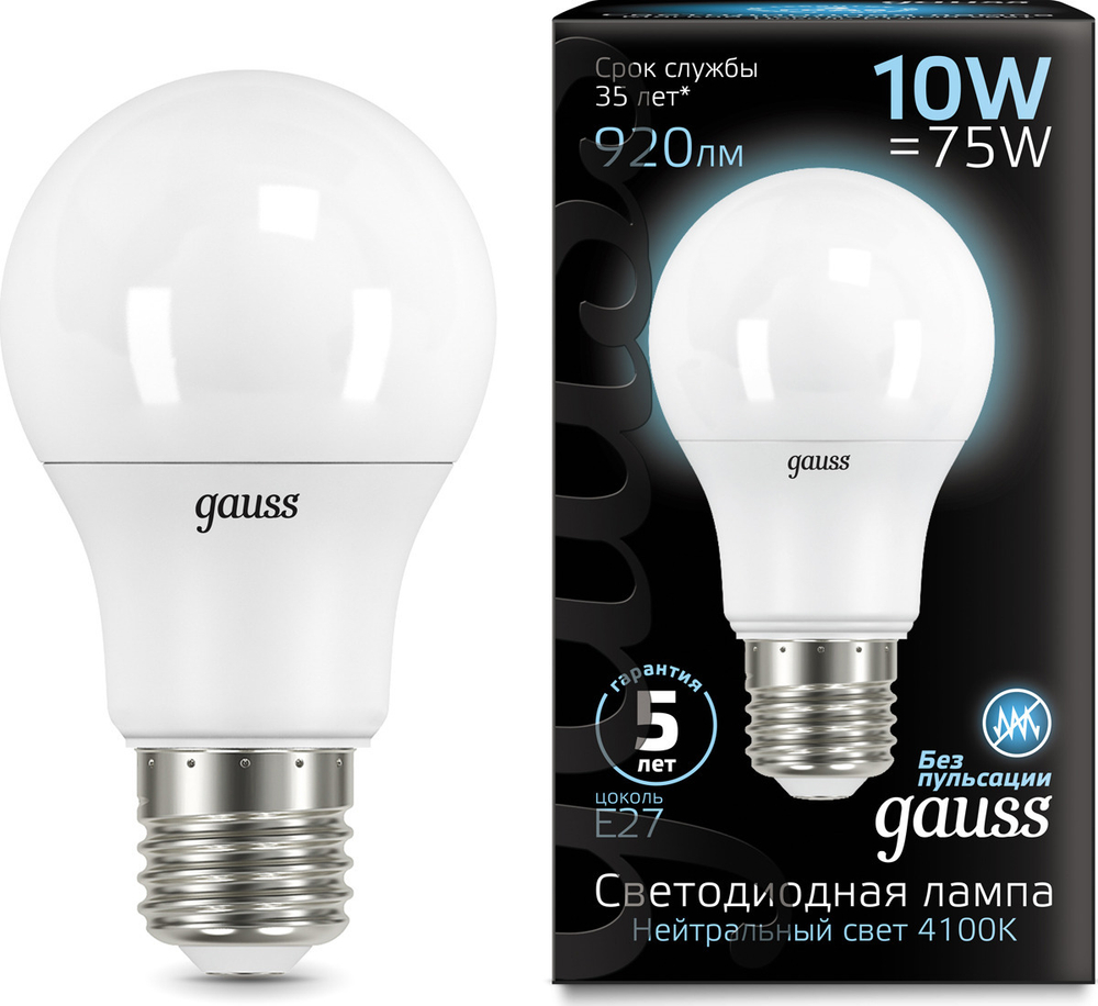 Лампа Gauss LED A60 10W E27 4100K