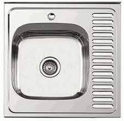 Мойка накладная 600*600  0,8мм левая 180 сиф