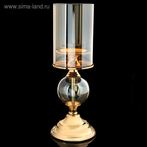 Подсвечник металл, стекло на 1 свечу "Шар" золото 33х11,4х11,4 см