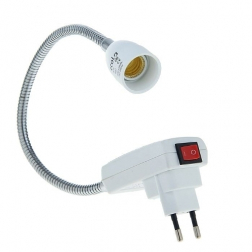 Переходник вилка-патрон Е27 150мм гибкий Ecola