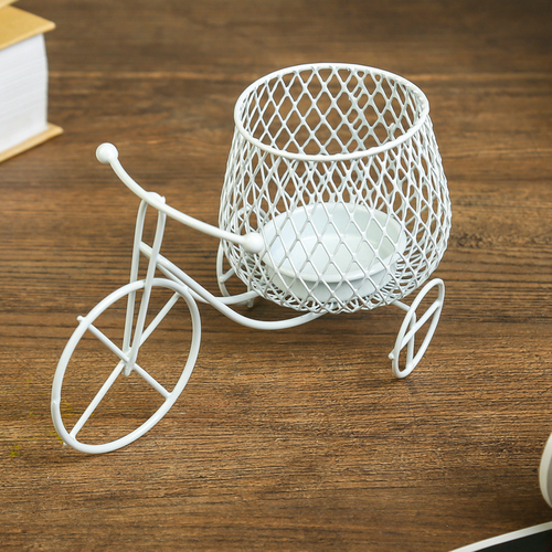 Подсвечник  метал Велосипед  белый 8.5х15х8см