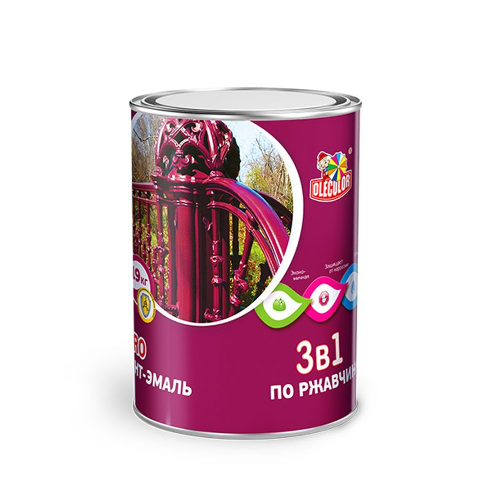 Грунт-эмаль по ржавчине 3в1 серая 0,9кг Ole Color