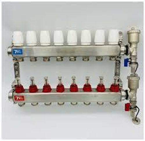 Коллекторная группа TIM/ONDO НЕРЖ. со встроен. расходомерами, в сборе, 1"х8вых. Евроконус 3/4