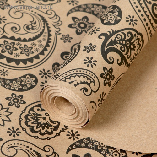 Бумага упаковочная крафт "Огуречный узор", 0,72 х 10 м