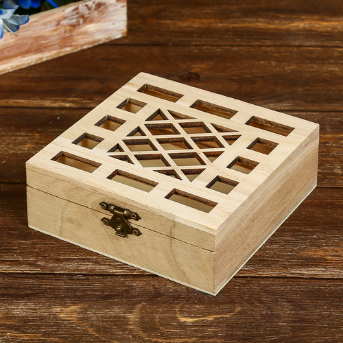 Шкатулка дерево под роспись"Фигурная сетка" 4.7х14х13.8см