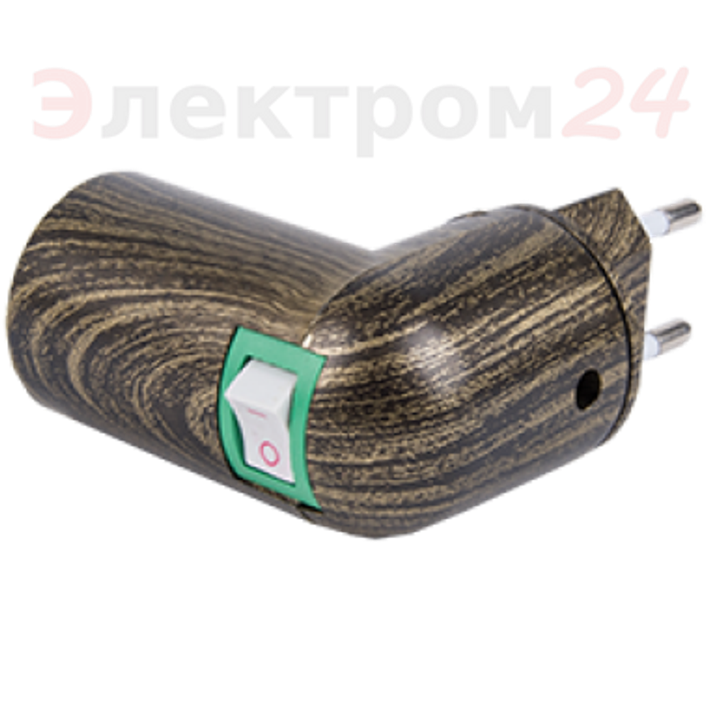 Переходник вилка-патрон Е27 с выкл. бронза Ecola